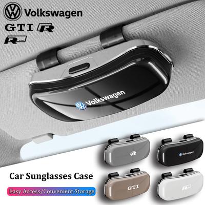 EFG1 VW Car Sun Visor Glasses Case Sunglasses Storage Clip Card Ticket Holder For Teramont Magotan GTI RLine R Tiguan Golf