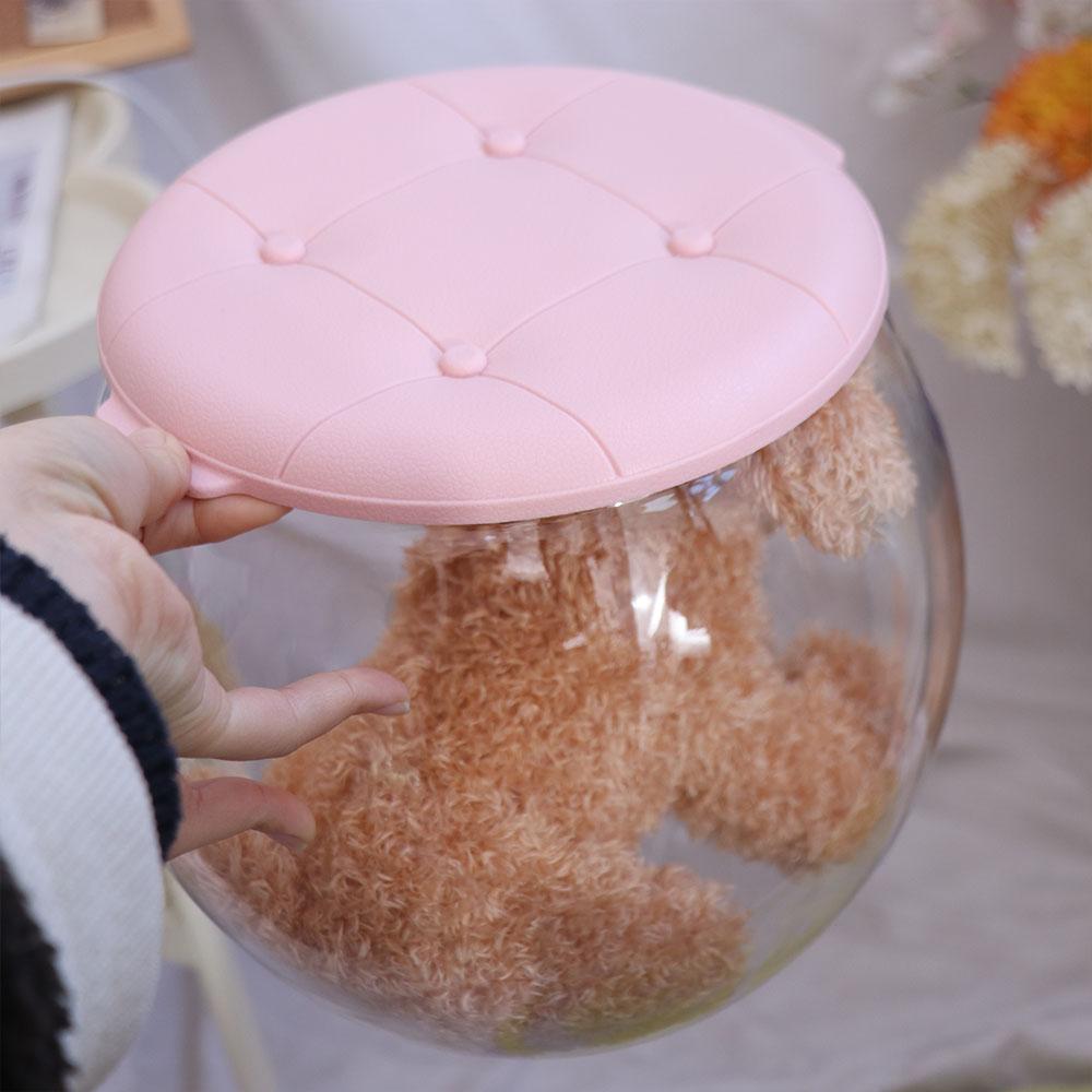 Transparent Storage Box Stool Multipurpose Children Storage Bench Plastic Round Stool  Living Room
