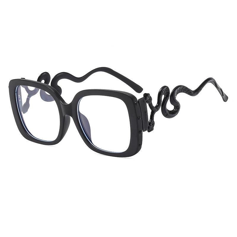 2025 Retro Square Snake Frame Matte Glasses, Anti-Blue Light, for Women’s Fashion Show or Party Anti-Blue Light песочный черный рамы