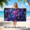 Floral Garden Theme Quick Dry Beach Towel Custom Name Text Print Large Sand Resistant Towel Beach Vacation