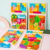 Multifunctional Wooden Puzzle: Marine Animals, Fruits, Vegetables & Transport - Cognitive Tetris for Toddlers