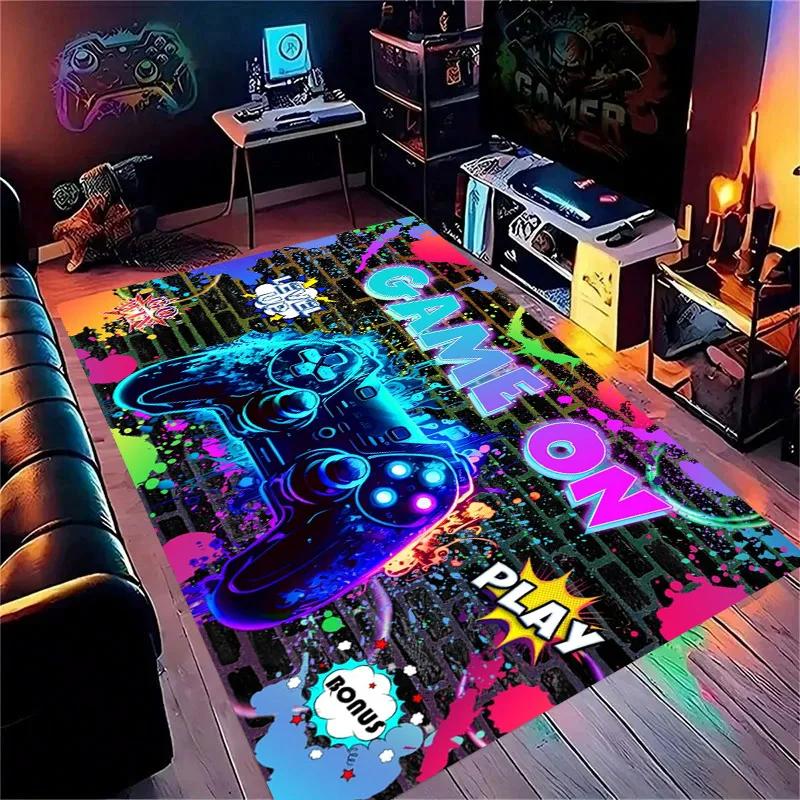 Gaming for Boys Room Gamer Casual Carpet with Controller Design Rug for Game Room Bedroom Decor Machine Washab Mat