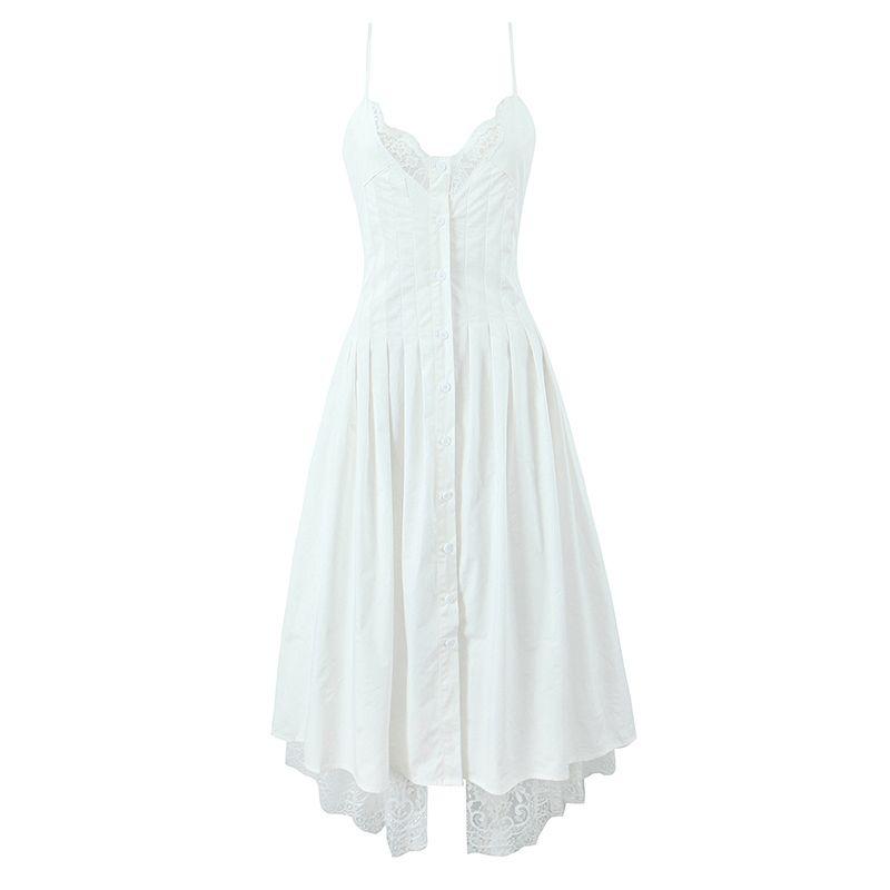 Oxygen Goddess Dress French style Design Sense Lace Stitching Fake Two Pieces Lazy Style Wear More Shirt Sling Dress