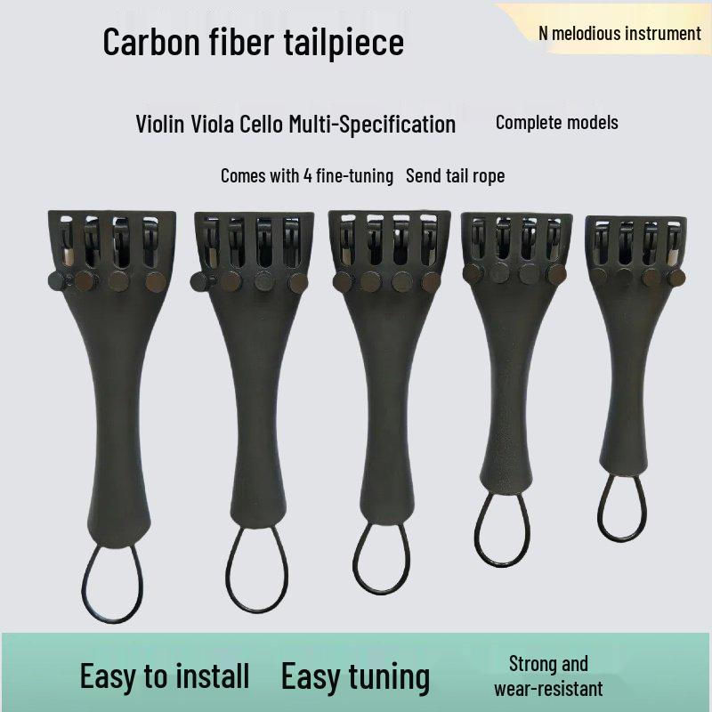 Carbon Fiber Violin/Viola/Cello Tailpiece with Tailgut - Complete Accessory Set