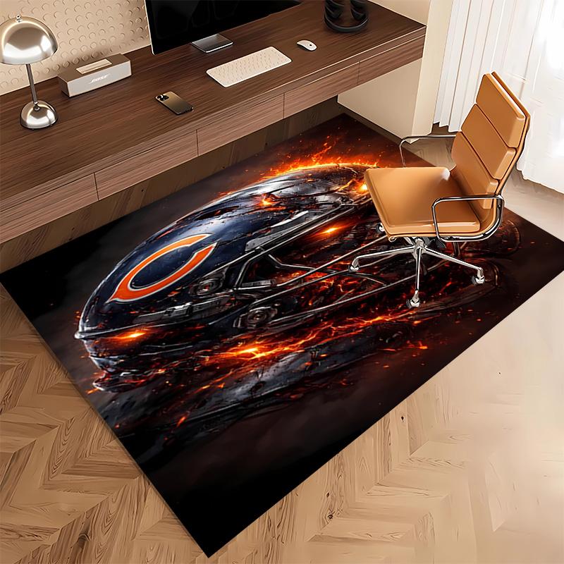 1pc Chicago Bears Logo Print Area Rug - Soft, Washable Non-Slip Indoor Mat, Living Room, Home Office Decorative Rug,Office Decorative