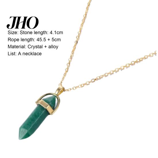 Chain Pendant Necklace Faux Crystal Stone Decorative Women Metal Jewelry Accessories Fashion