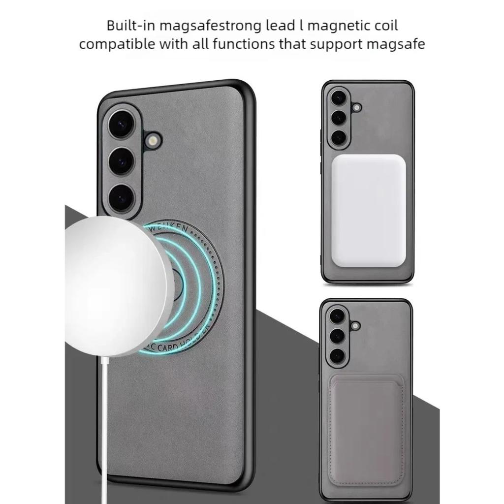 New Magnetic Leather Case For Samsung Galaxy S25 Ultra Plus Wireless Charging Phone Cover For Samsung S24 S23 S22 S21 Ultra Plus