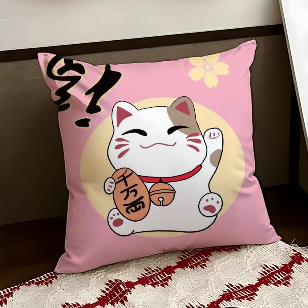 Neko Rich LLuck Money Cat Cushion Cover Reversible Soft Durable Pillow Cover Home  Car MultiScene Use for Daily Comfort