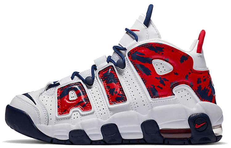Nike Air More Uptempo White Blue Red Camo GS CZ7885-100 39