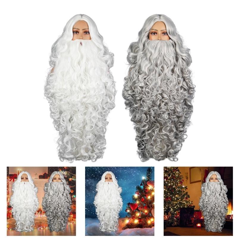 Santa Fancy Dress Costume Santa Clauses Wig and Beard Set for Cosplay Christmas