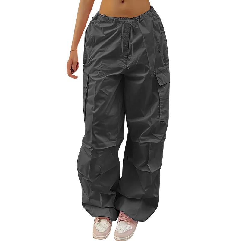 ZANZEA Women Casual Solid Color Loose Drawstring Waist Long Pants