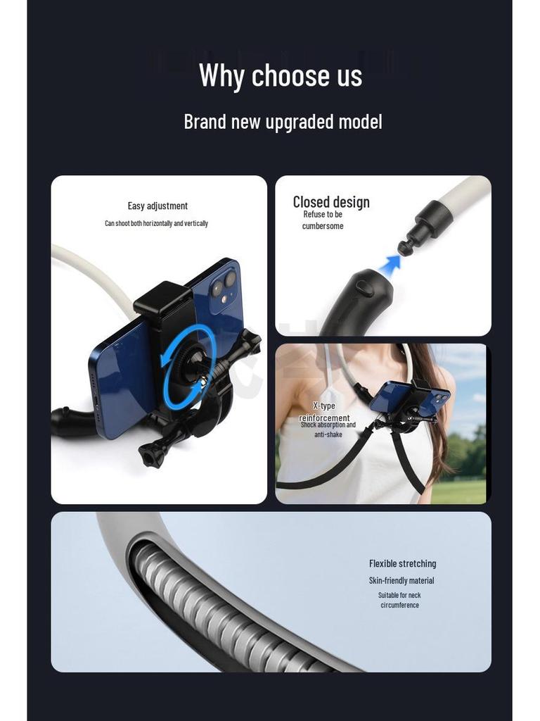 Neck and Chest-Mounted Shooting Stand for First-Person View and Fishing Photography