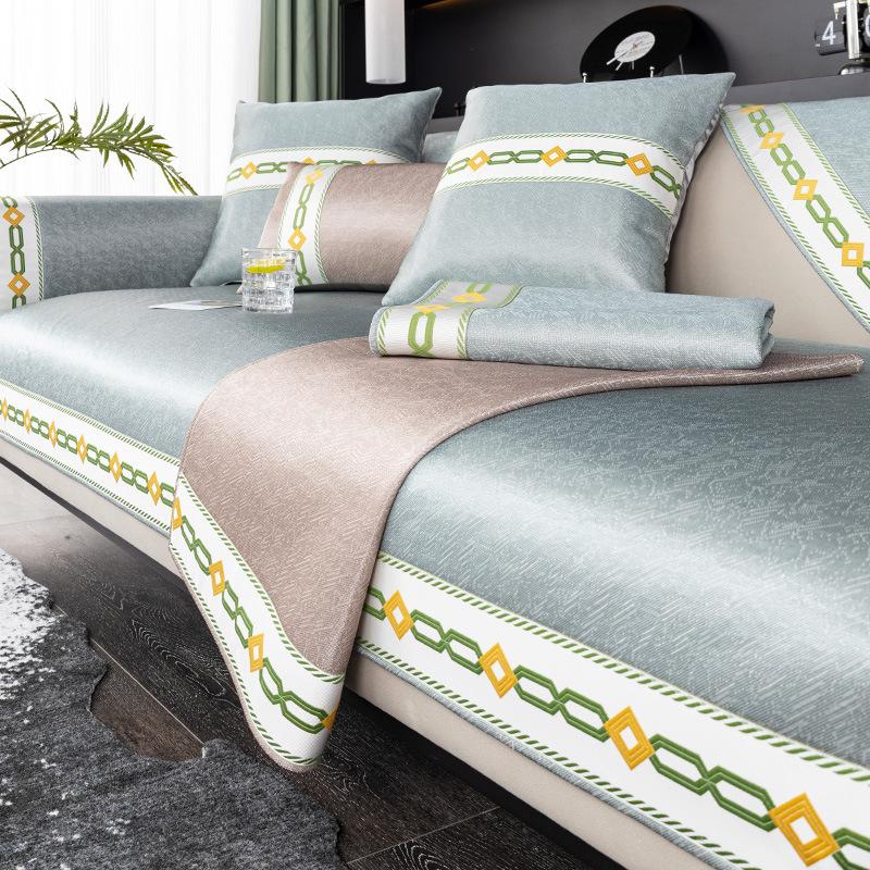 

Летняя подушка для дивана из ледяного шелка, простая современная нескользящая подушка, полотенце для спинки, летний высококачественный коврик для дивана 70*70cm