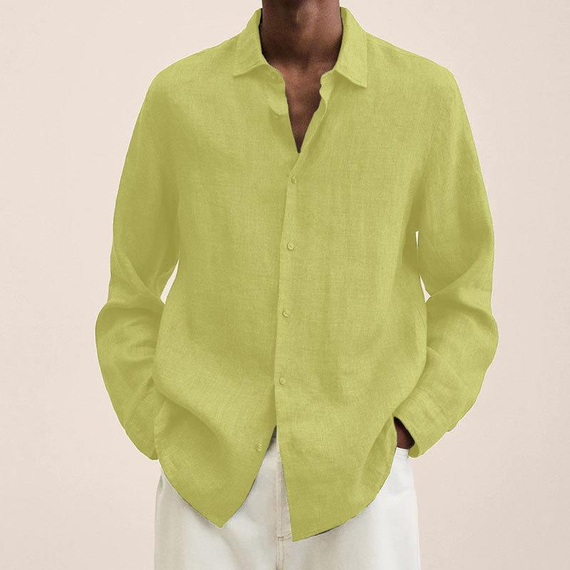 Men's 2025 Cotton Linen V-Neck Long Sleeve Loose Cardigan Shirt