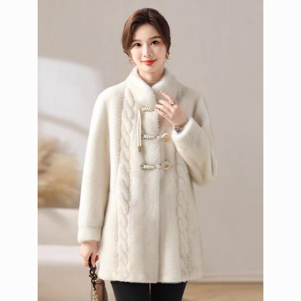 Women Velvet Mink Coat Coat for Women's  Winter New Temperament Imitation Mink Grass Young Fashion Mid Length Coat