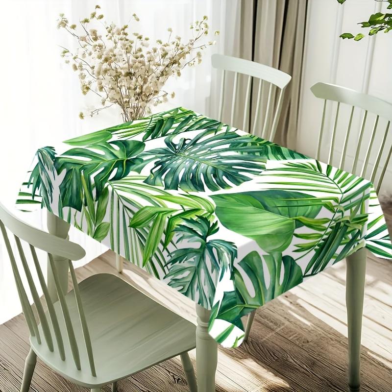 1pc Rectangular Tablecloth, Tropical Green Leaves Palm Leaves, Suitable for Indoor And Outdoor Use, Home Kitchen Dining Table Decoration, Holidays, We