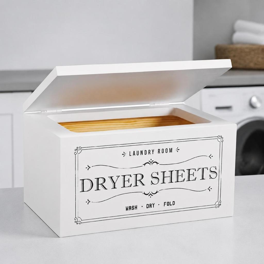 Wooden Storage Box Long-Lasting for Laundry Room, Bathroom