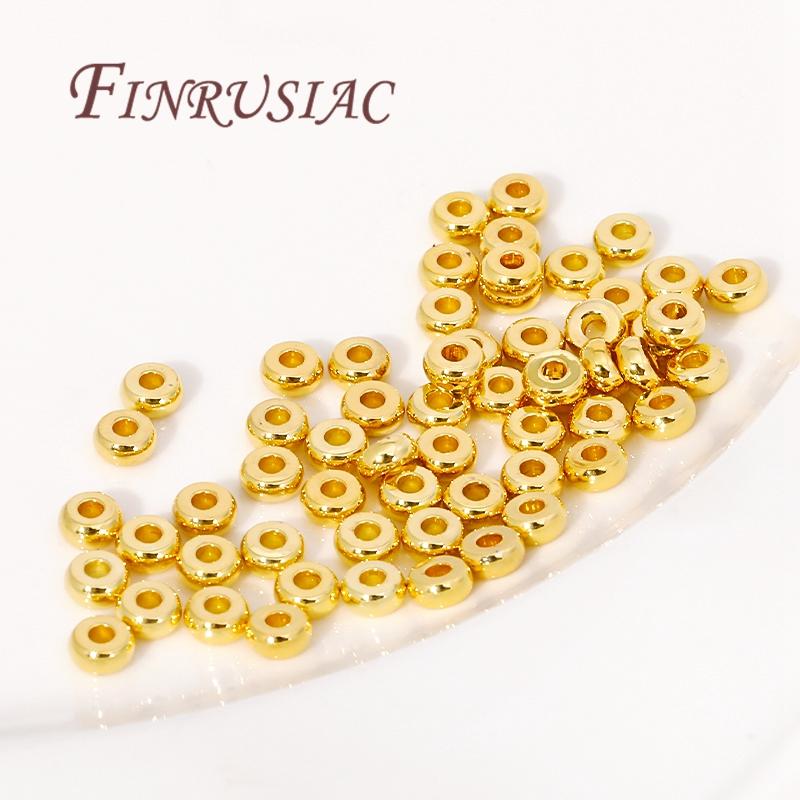 4/5MM Smooth Metal Separators Beads 18K Gold Plated Round Flat Spacer Beads Supplies For Jewelry,DIY Bracelets/Necklace Fittings