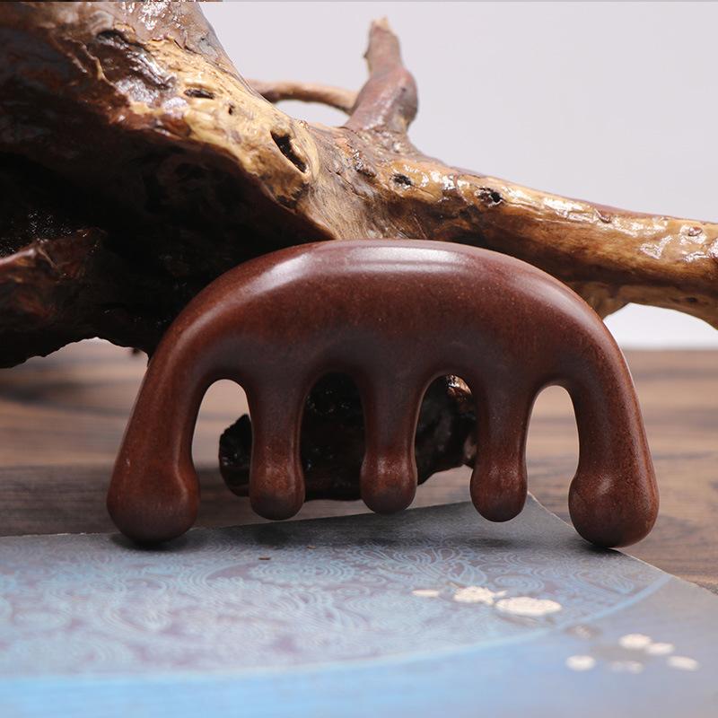 Pettine in legno di sandalo verde pettine massaggiante testa del pettine pettine per meridiani terapia per la testa femminile dente largo per cuoio capelluto domestico dente grande