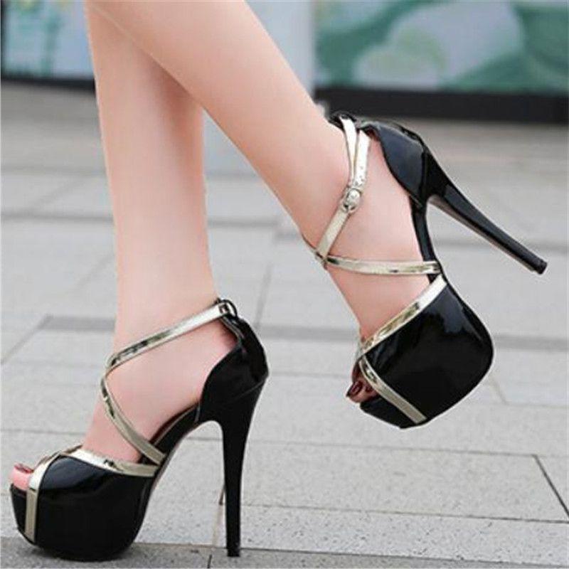 Fashion Women's Peep Toe Platform Heels Pumps Ankle Strap Wedding Shoes Mary Jane Thick High Heels Size 35-46