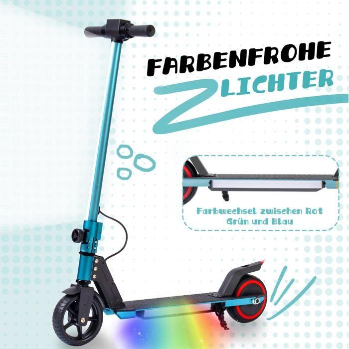 ELVORIN Green foldable children's electric scooter 6.5 inches, LED, EBS