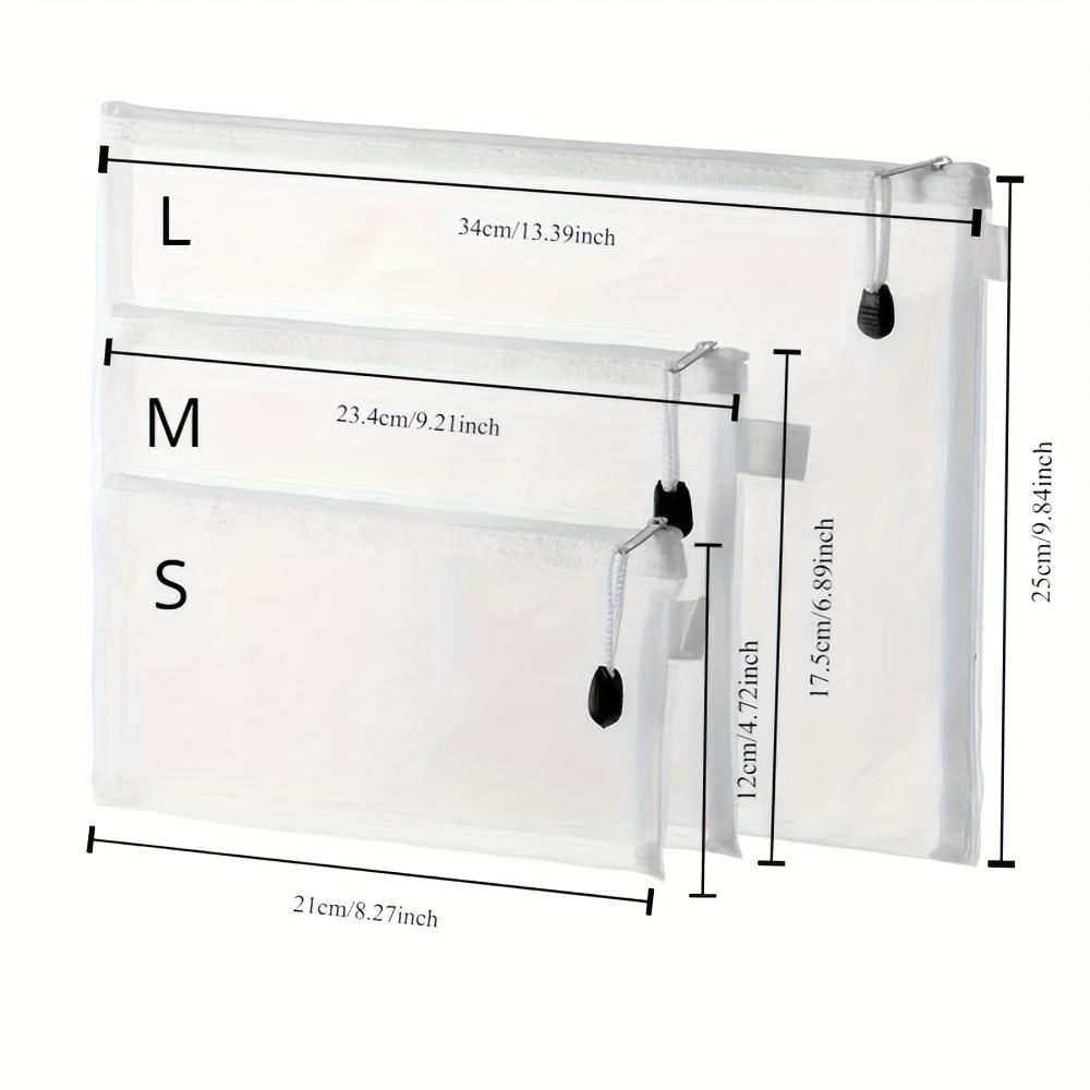3pcs Zipper Mesh Bags, 3 Sizes, Zipper Mesh Bags, Waterproof Clear Travel Bags, Office Supplies Document Bags With Zipper