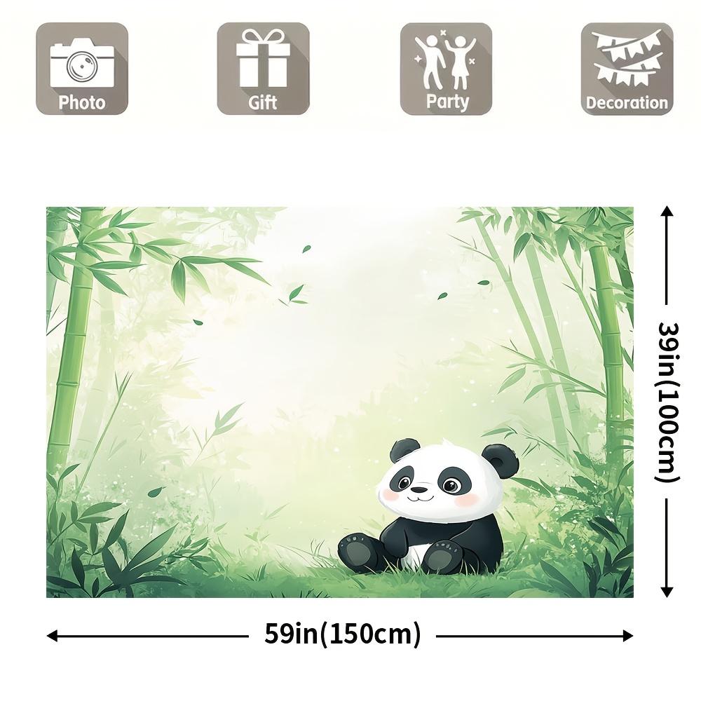 2D Plane 1 Piece of Bamboo Forest Background Banner of Giant Panda 1 Polyester Fiber Suitable for Parties and Celebrations