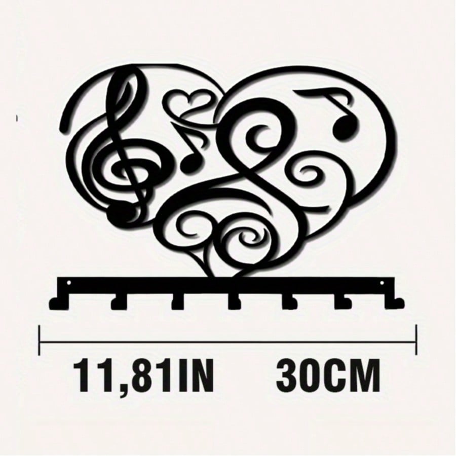 Music Theme Metal Key Hooks 7 Hooks Wall Mounted Rustproof Home Decor