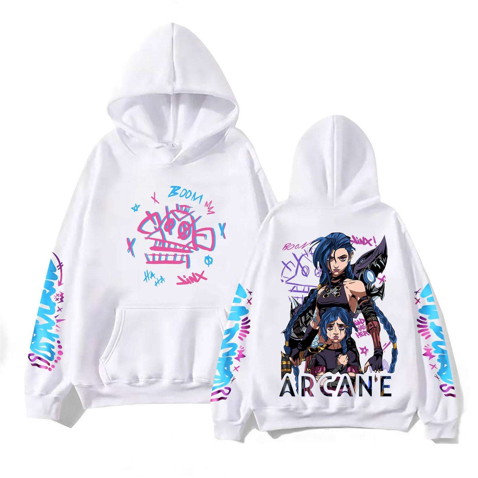 

Женская мода O-образный вырез с длинным рукавом и принтом, толстовка с капюшоном XL белый