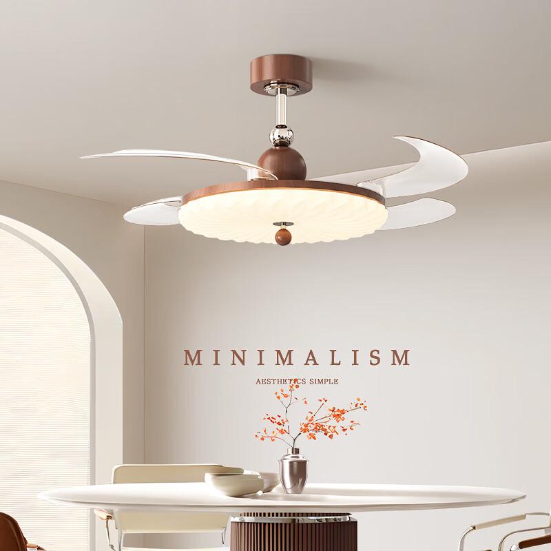 NuFeng Vintage Cream Style Invisible Ceiling Fan Light