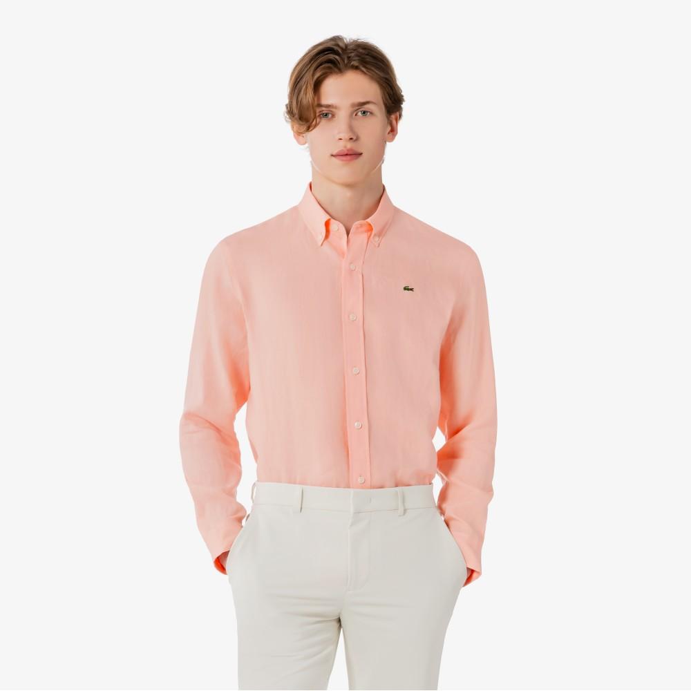 Lacoste Men's Solid Linen Shirt CH769E-56GUI2