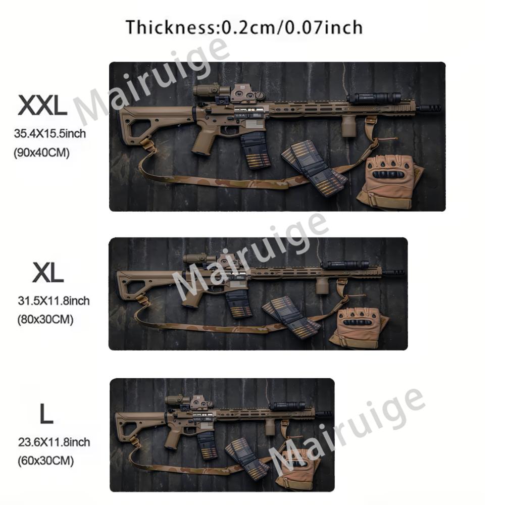 Super Cool Gun Model Keyboard Mouse Pad Desk Mat D Gaming Mouse Pad Gift Mouse Pad with NonSlip Rubber Base Stitched Edges