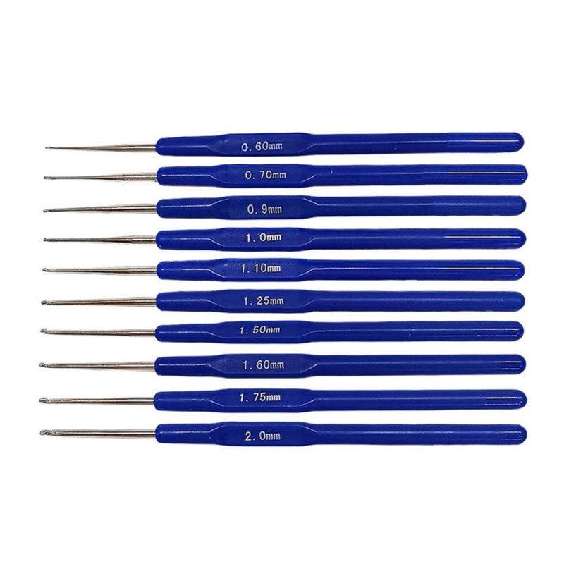 8/10PCS Crochet Hook Set for Arthritic Hand, Ergonomic Handles, 0.6mm-2.0mm Crochet Needle for Lacework, DIY Craft