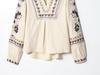 European American V-Neck Long Sleeve Embroidered Slimming Shirt for Women