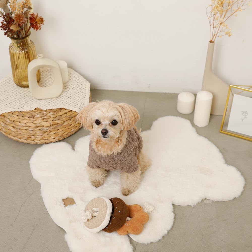 Donut-Hundespielzeug mit Sound, für kleine Hunde und mittelgroße Hunde, süß, stylisch, beliebte Marke, Zwergpudel, Chihuahua, Monchéri [Nasenarbeitsspielzeug] (FREE/Beige)