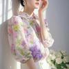 Elegant French-style Beautiful Purple Floral Chiffon Blouse for Women 2025 Blouse