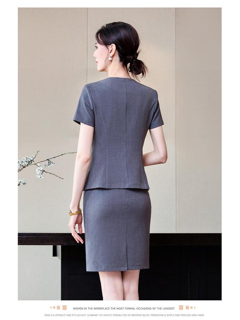 2025 Stylish Professional Suit: Spring/Summer Short Sleeve Workwear for Jewelry Store, Hotel Reception, and Administrative Roles