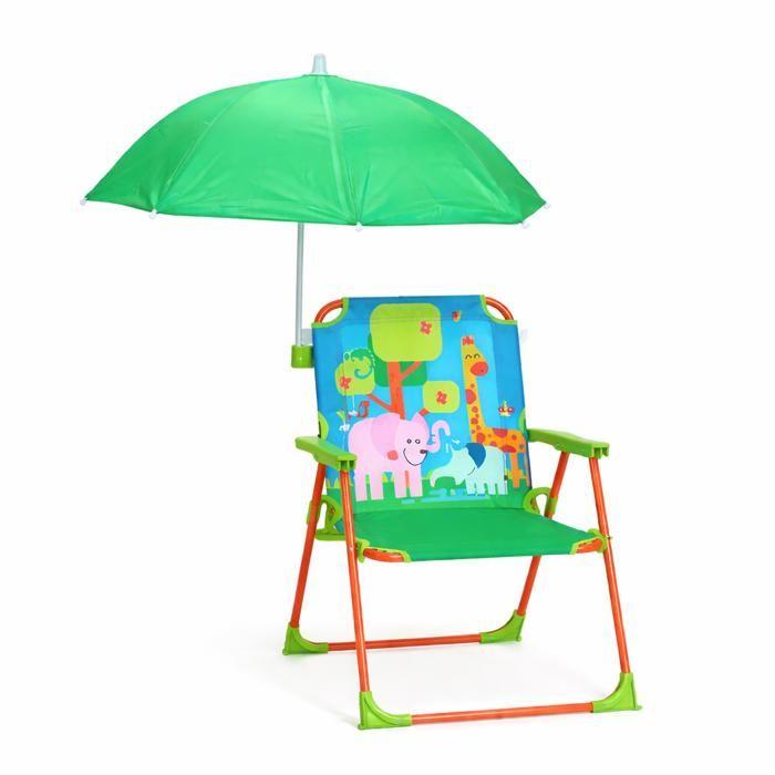 Chaise Enfant Pliante avec Parasol TOFFY Design Amusant pour Jardin Plage et Maison