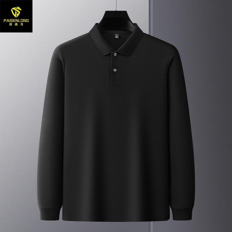 Autumn And Winter Lapel Slit Men'S Long-Sleeved Polo Shirt 100% Long-Staple Cotton Men'S Polo Shirt T-Shirt
