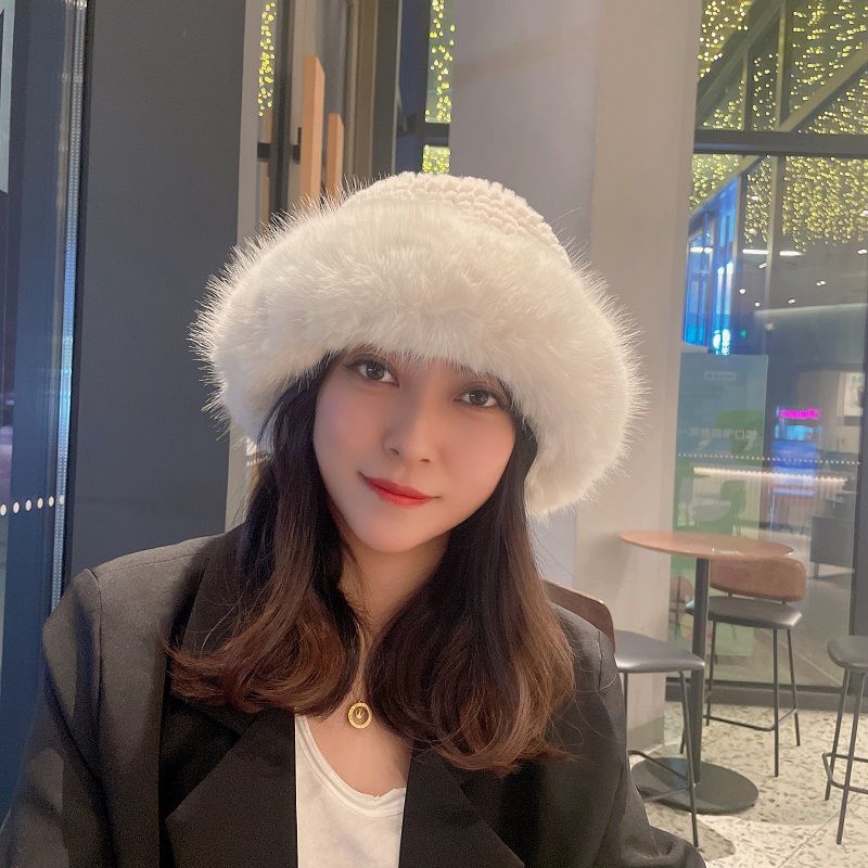Klobouk Dámský Zimní Korejská Verze Plyšový Teplý Rybářský Klobouk Podzim a Zima s Plyšovou Ochrannou Klapkou na Uši Dámský Klobouk
