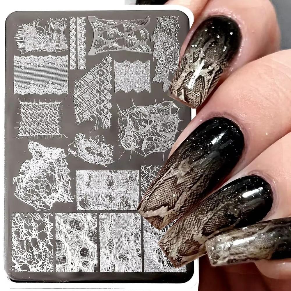 Flower Lace Nail Stencil 3D Lace Nail Stamp Template New Nail Printing Stencils for DIY Nail Art