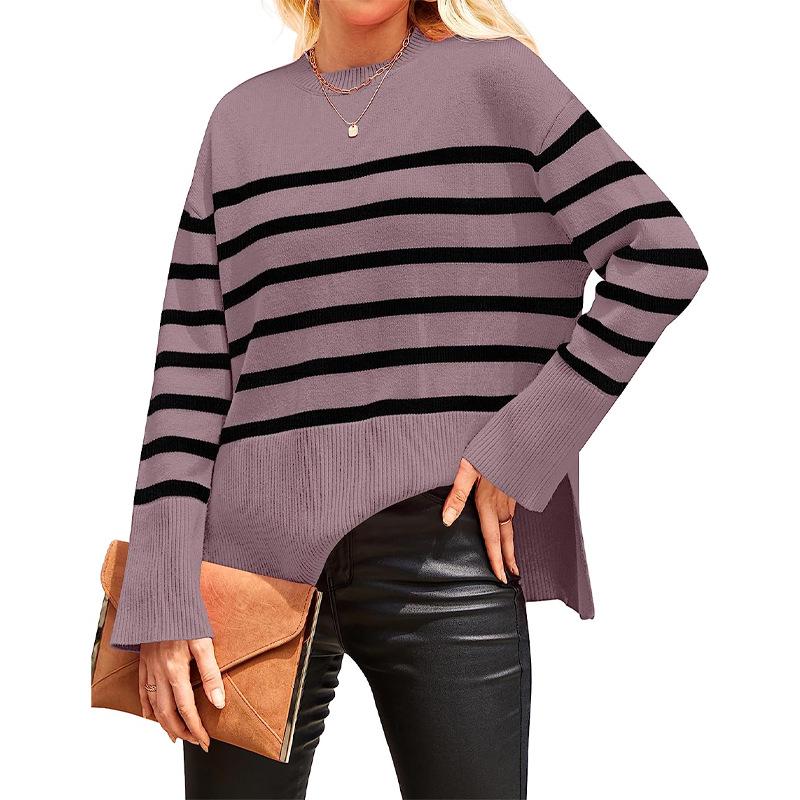 Women's Striped Knit Pullover Sweater - Autumn/Winter 2025 Collection