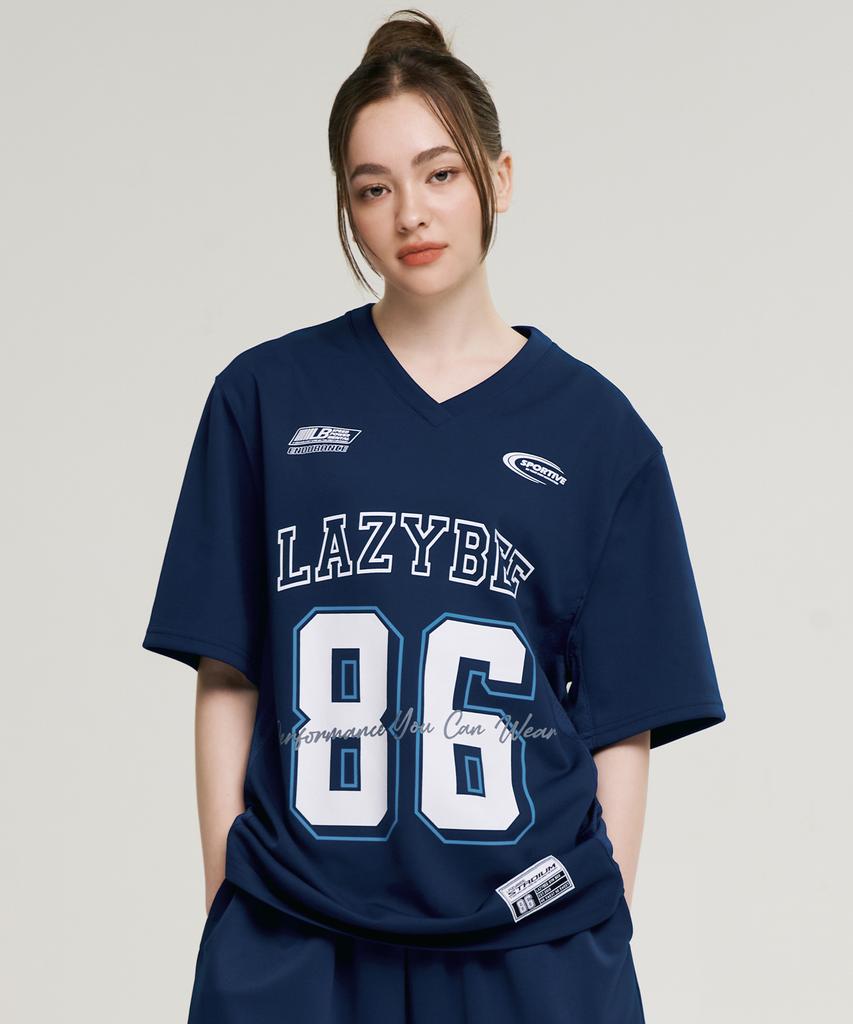 Leijibi Mixed Mesh Rugby Jersey Top Oversized Short Sleeve W Athletic Wear Short Sleeve T-Shirt Navy