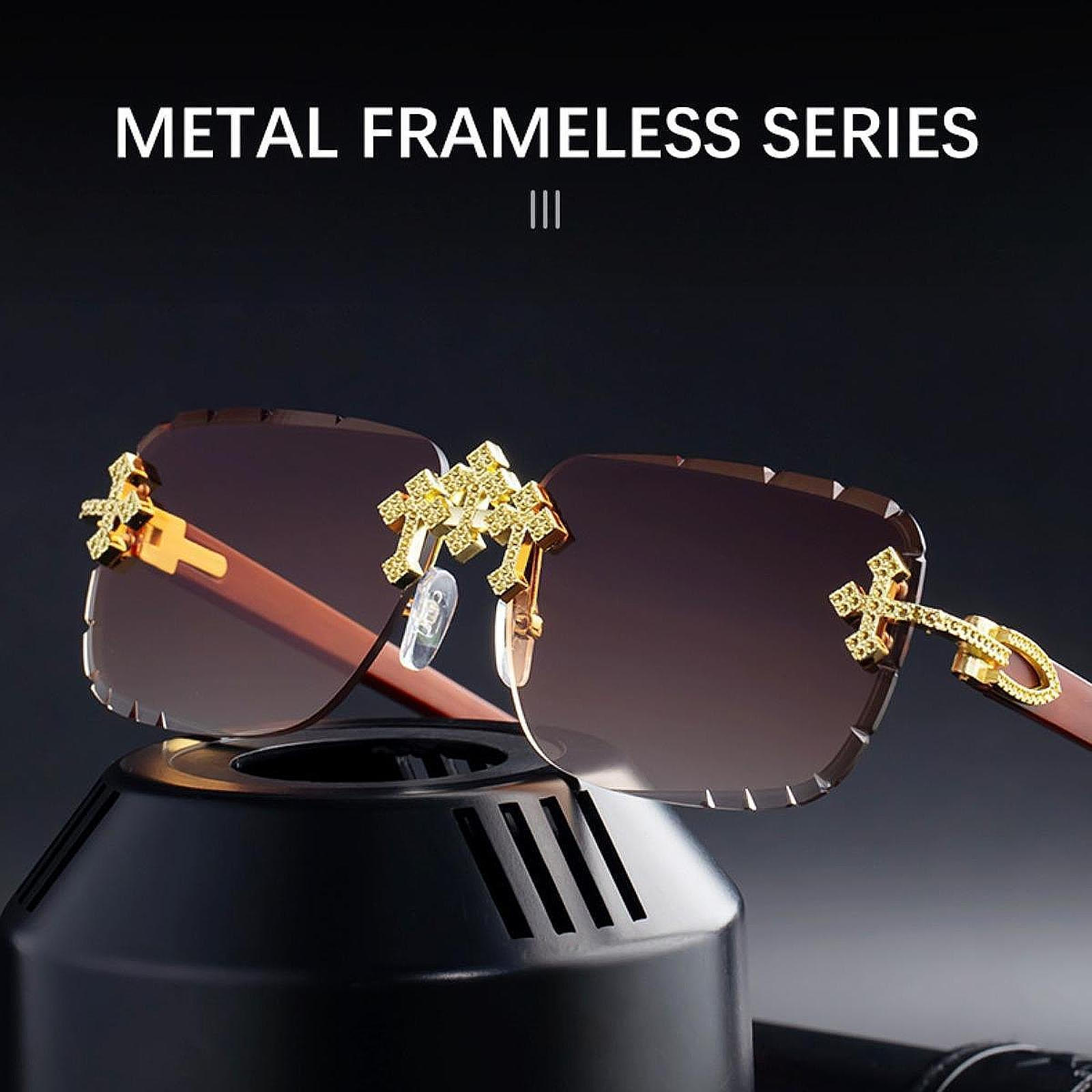 

Прямоугольные солнцезащитные очки без оправы, очки для вождения, солнцезащитные очки без оправы из металла для