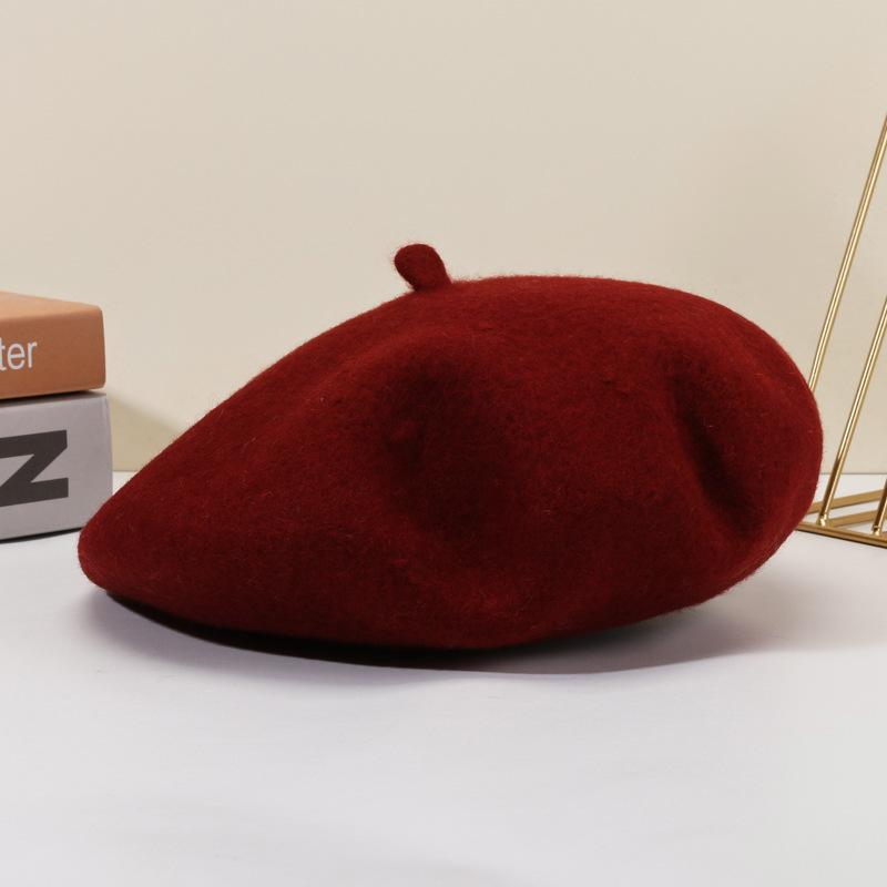 Beret Wool Knit Autumn Winter Vintage Womens Casual Outing Warm Comfortable
