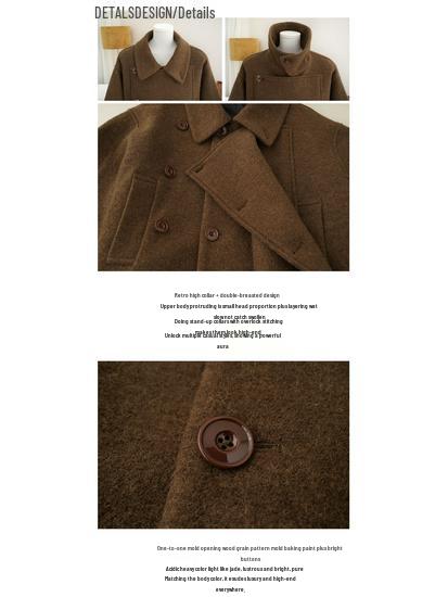 Retro Camel-Hair Short Wool Coat with Belt