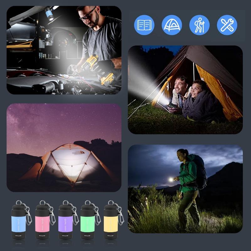 LED Micro Pocket Flashlight Portable USB Rechargeable Keychain Flashlight Waterproof Home Outdoor Hiking Camping Flashlight