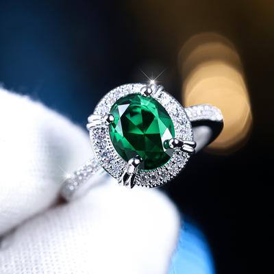 Yeşil Oval Kübik Zirkonya Yüzükler Kadınlar Için Moda Gümüş Renk Nişan Yüzüğü Kadın düğün takısı Hediye