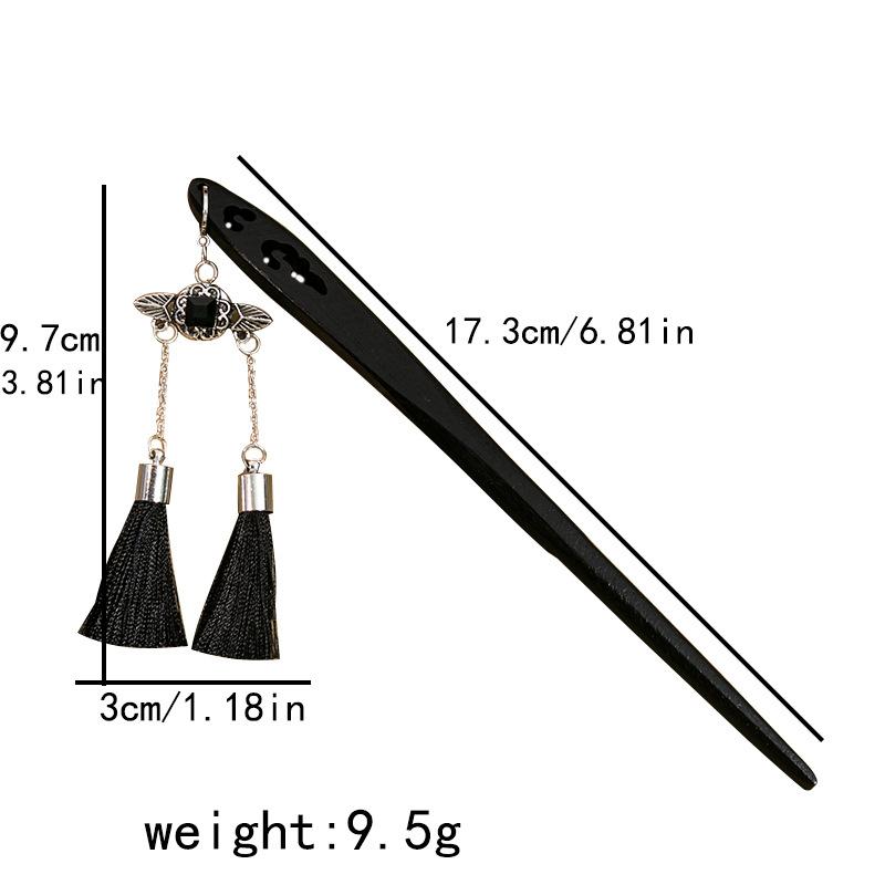 Ancient Style Fan Hairpin Classical Ebony Hanfu Simple Hairpin New Chinese Style Advanced Fan Plate Hair Wooden Hairpin Headdress