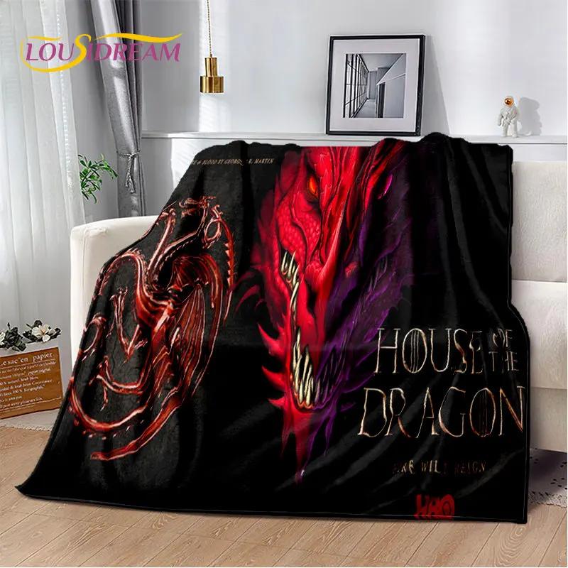 House of The Dragon TV-Film Weiche Plüschdecke, Flanelldecke Überwurfdecke für Wohnzimmer Schlafzimmer Bett Sofa Picknickdecke Kinder